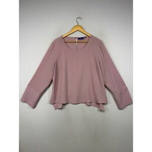 Metallic Shimmer Apt. 9 Women XL Pink Pinstripe Long Sleeve Keyhole Blouse